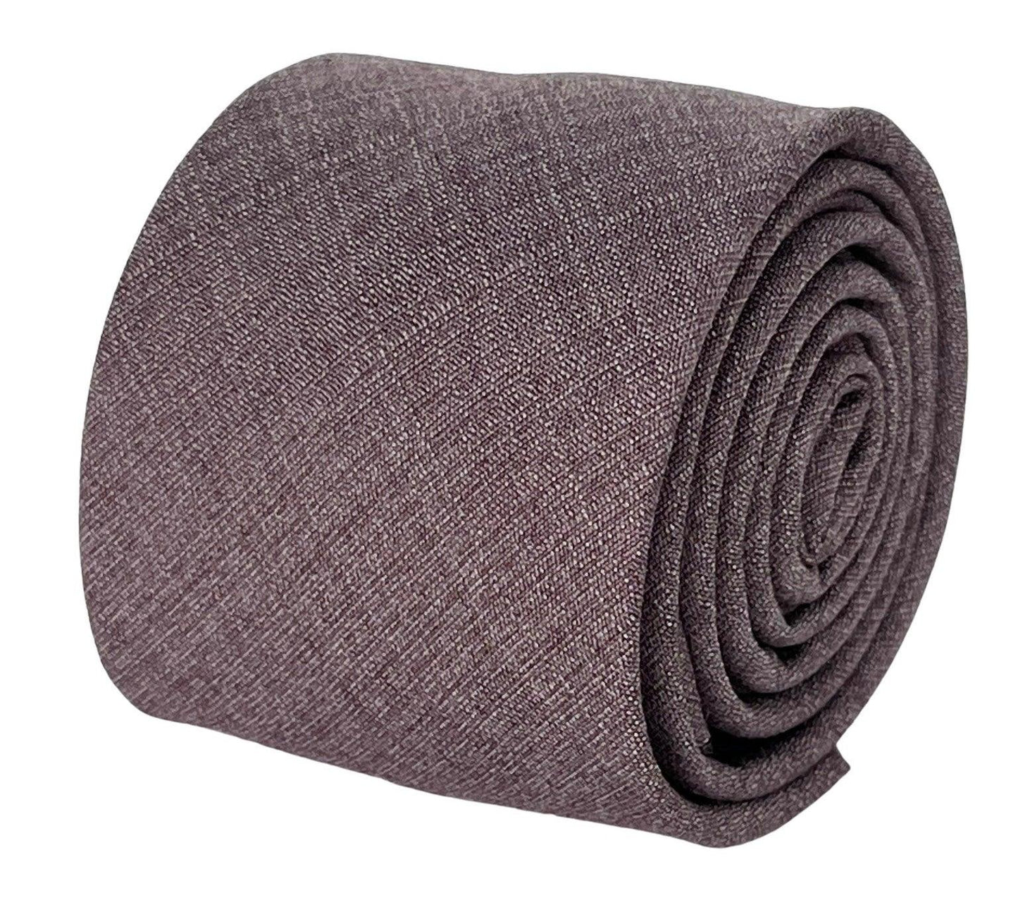 Matching plain mauve brown bamboo tie and pocket square