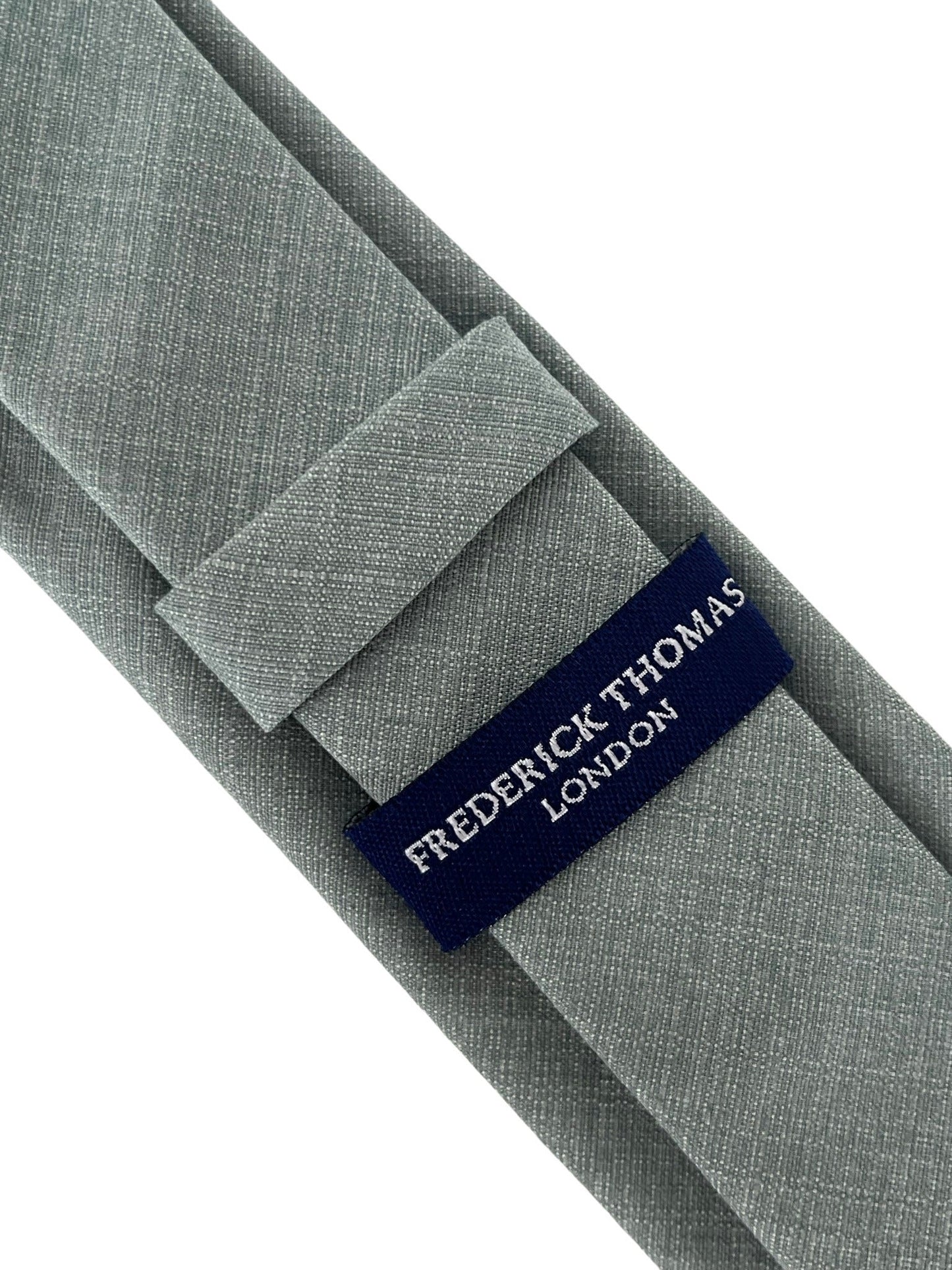 Matching plain sage mint olive green bamboo tie and pocket square set