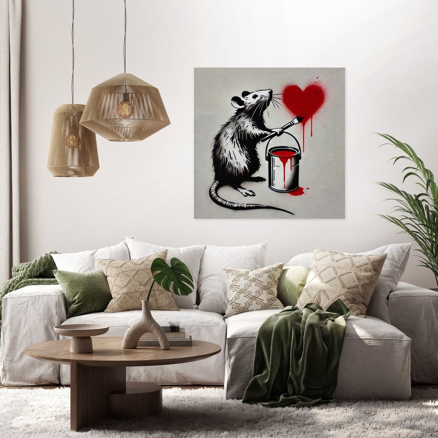 Red Heart Rat Canvas