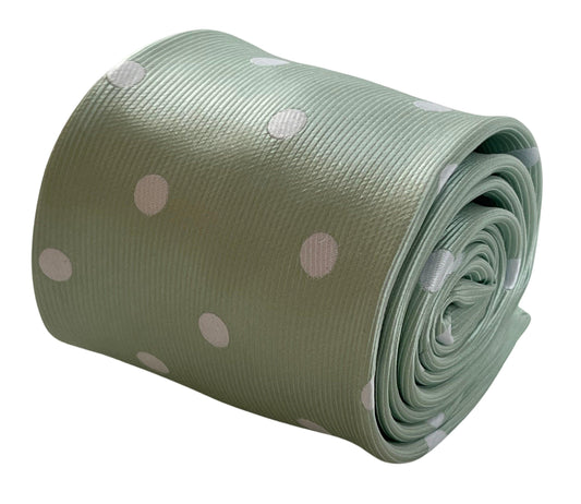 Mint, pale, light, pastel, spring, pistachio green  with white polka spots classic tie