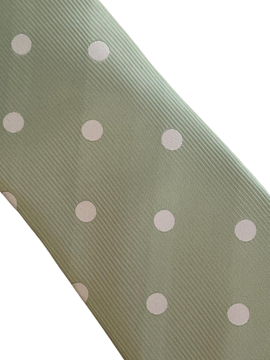 Mint, pale, light, pastel, spring, pistachio green  with white polka spots classic tie
