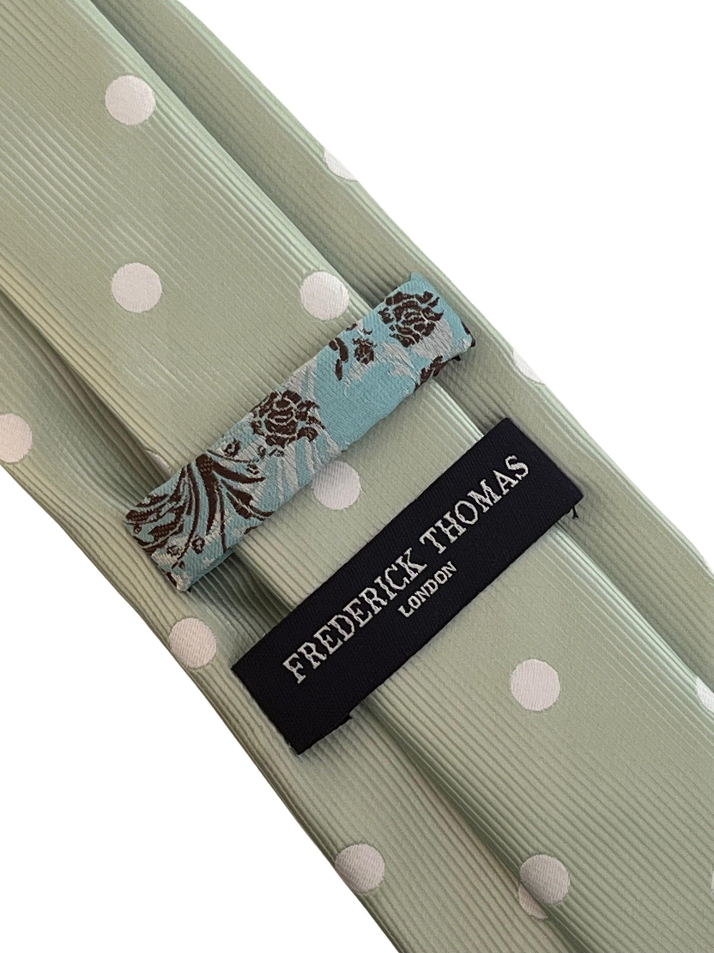 Mint, pale, light, pastel, spring, pistachio green  with white polka spots classic tie