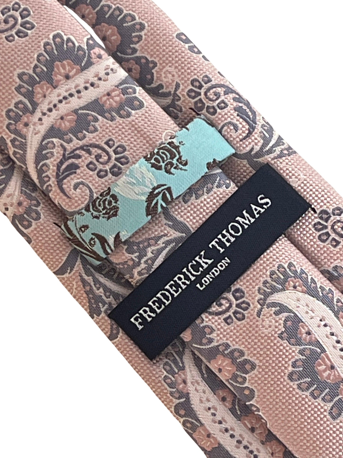 Baby, light, pastel, powder, candyfloss, bubble-gum, blush pink paisley tie