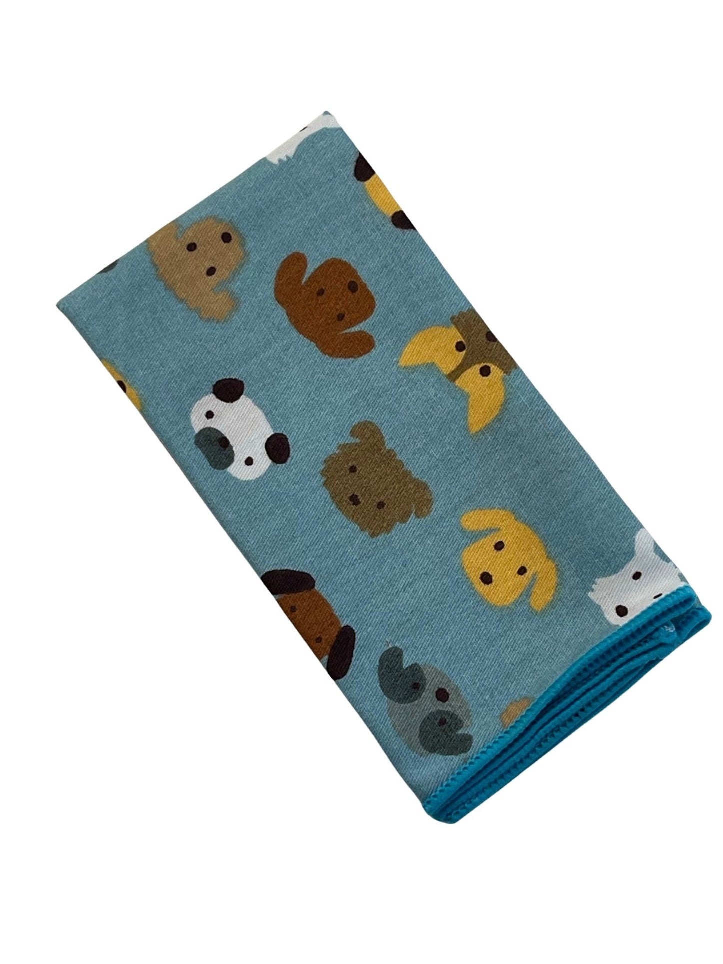 Medium denim  blue pocket square with cute dog puppy design