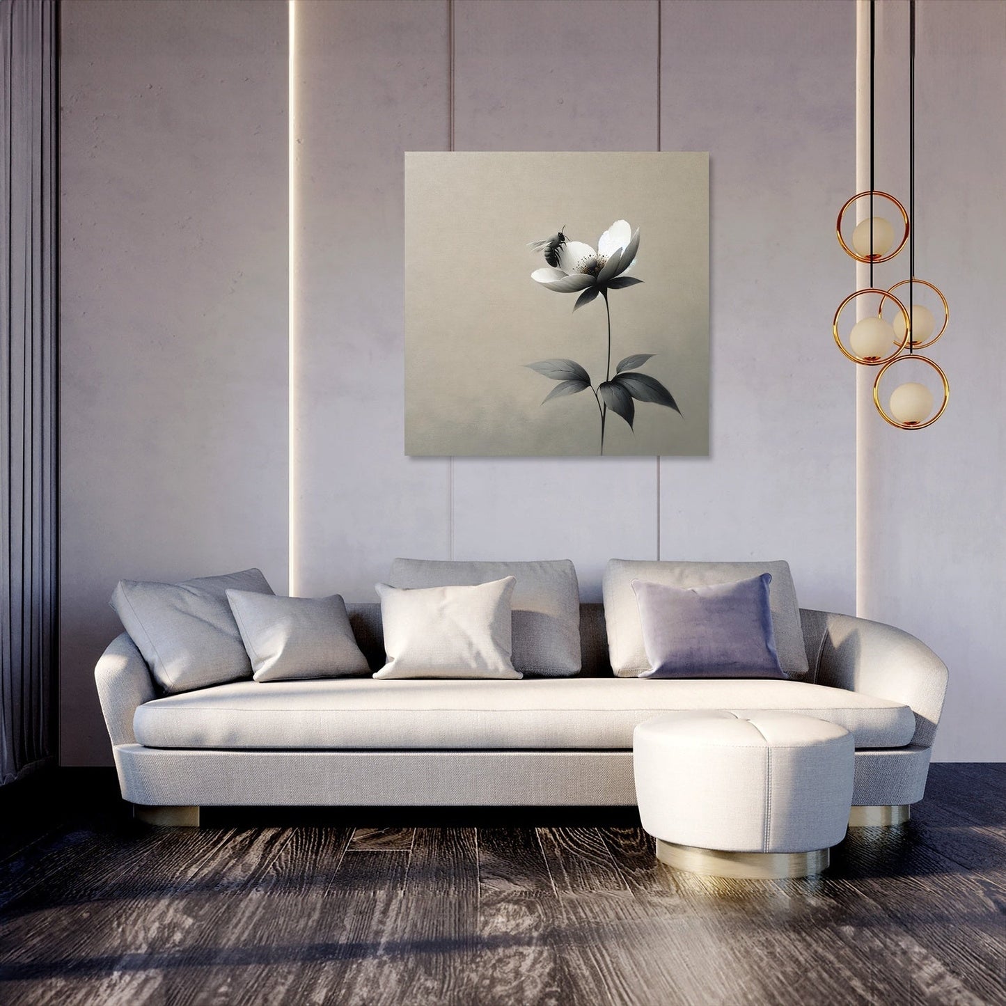 Solitude in Bloom Bee Canvas