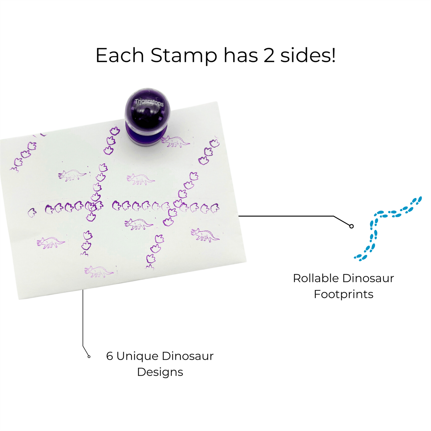 Double Sided Self Inking Dinosaur Stamper with Roller (single)