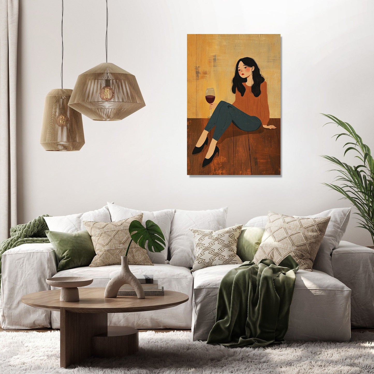 Woman with Wine Canvas