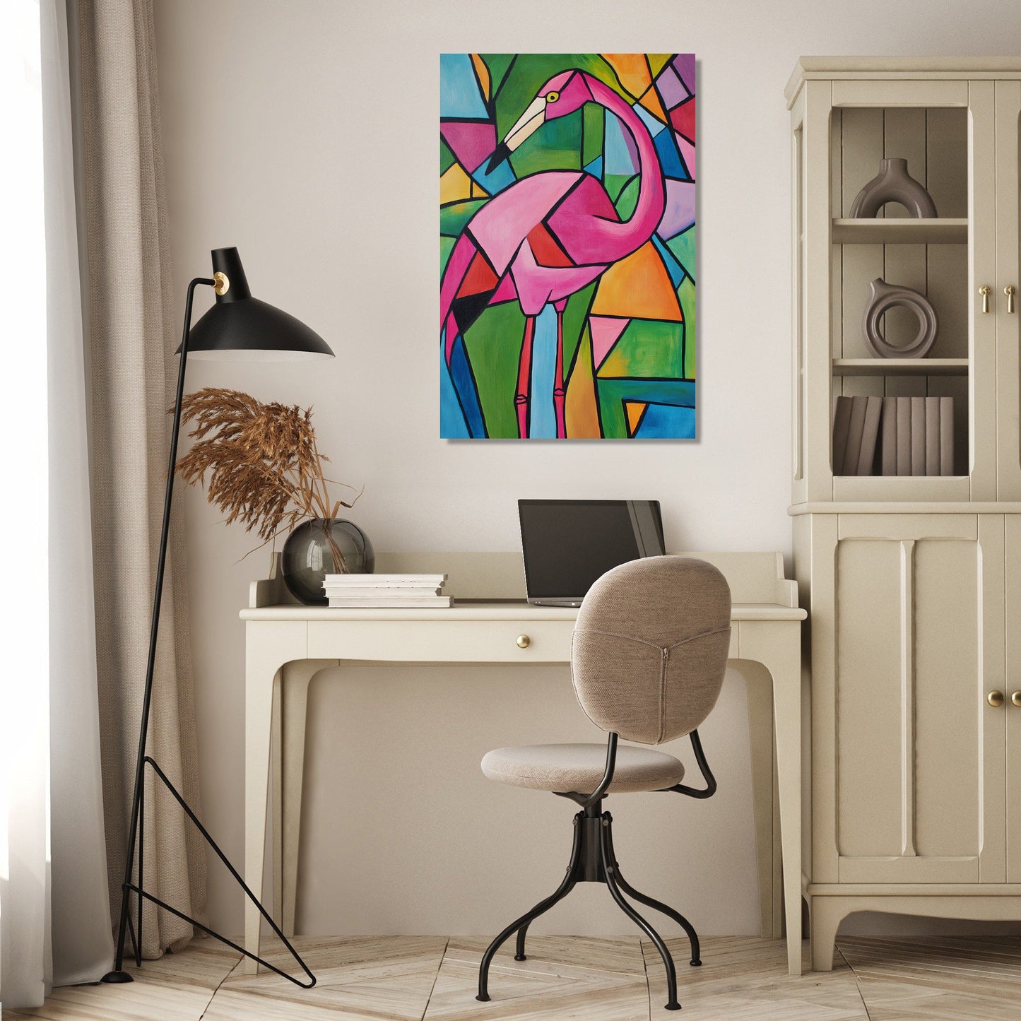 Geometric Flamingo Canvas