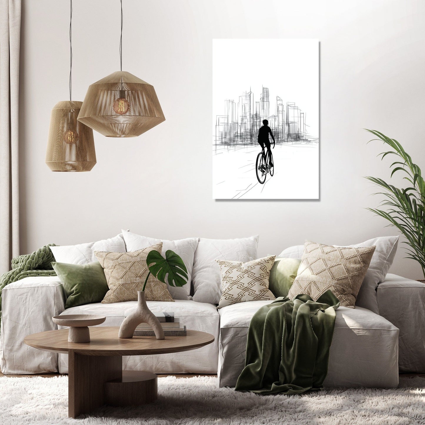 Cyclist in City Canvas
