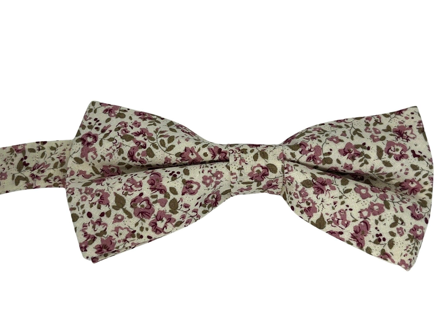 English pink red floral wildflower garden adult cotton bow tie