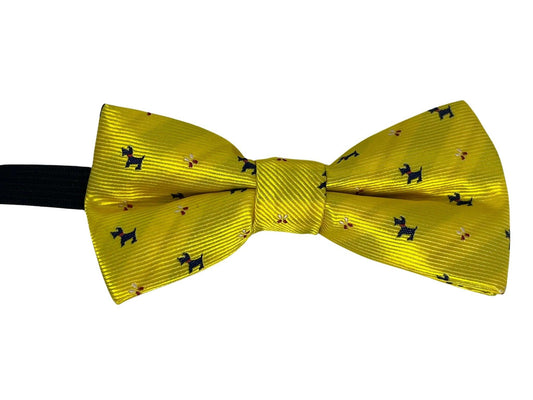 Yellow gold scotty dog child's bow tie