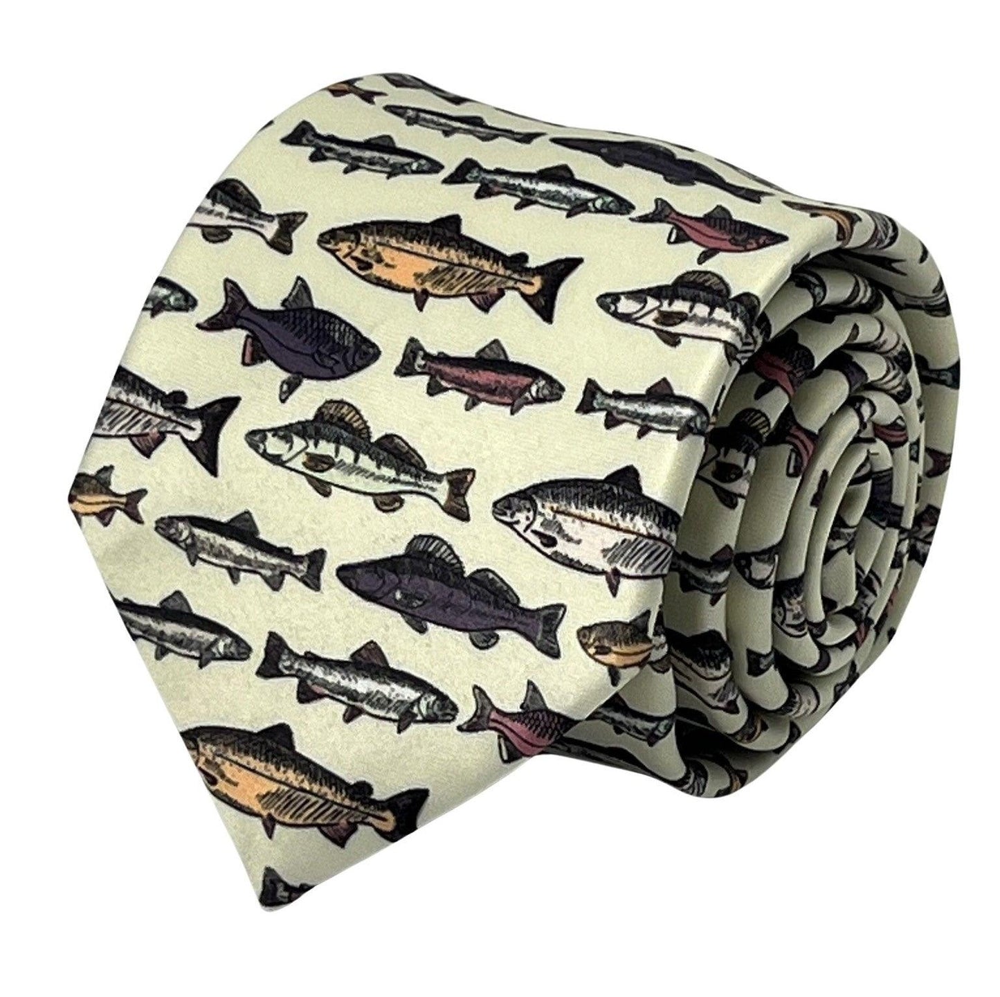 Ivory cream  tie with bass carp trout sea fish-ing