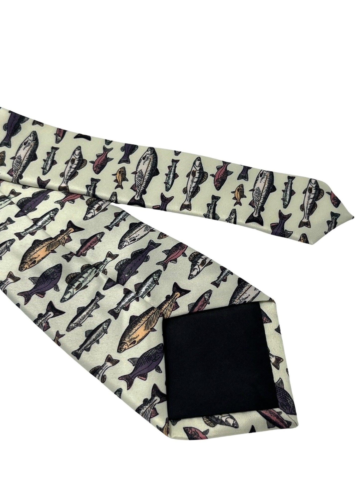 Ivory cream  tie with bass carp trout sea fish-ing
