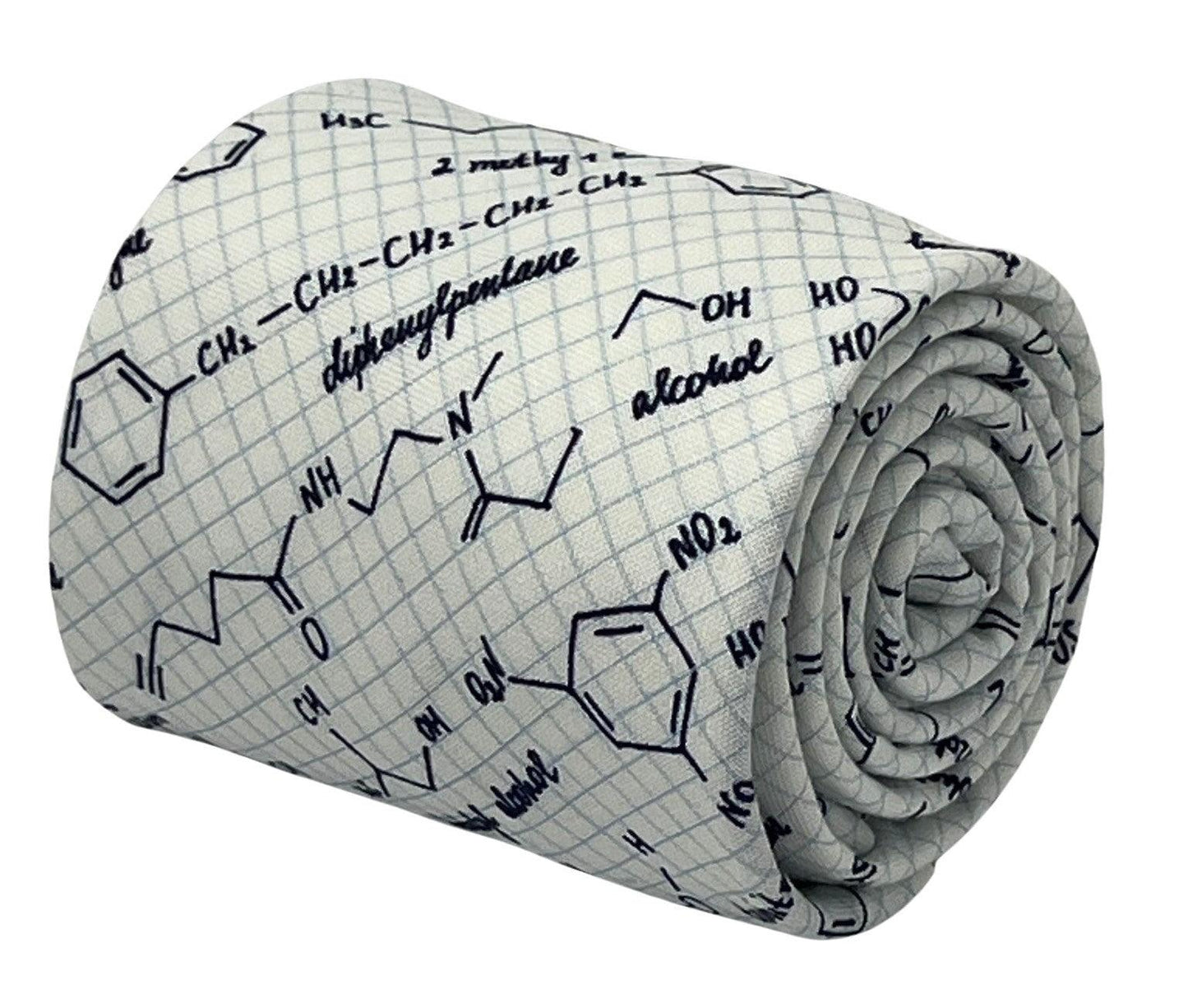 Ivory cream  tie with chemical equation science