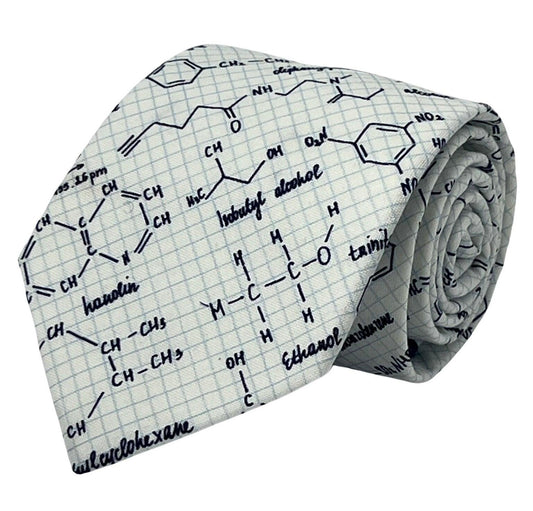 Ivory cream  tie with chemical equation science