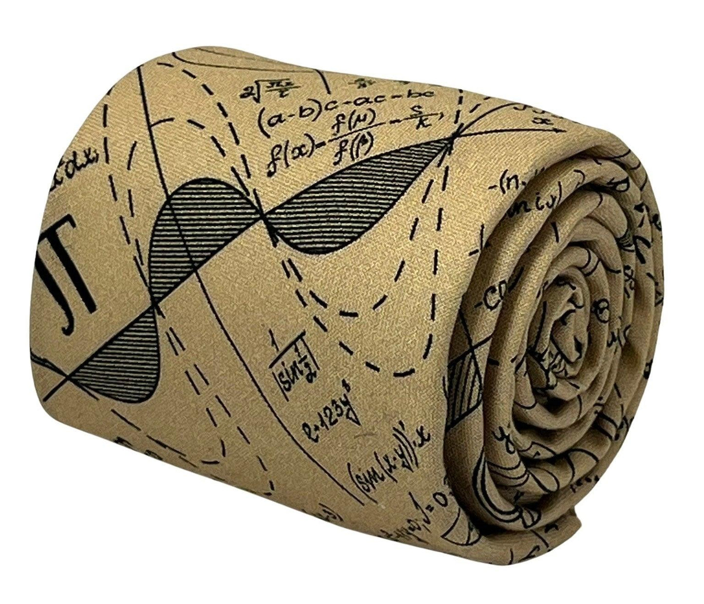 Beige cream gold  with maths equations algebra Einstein tie