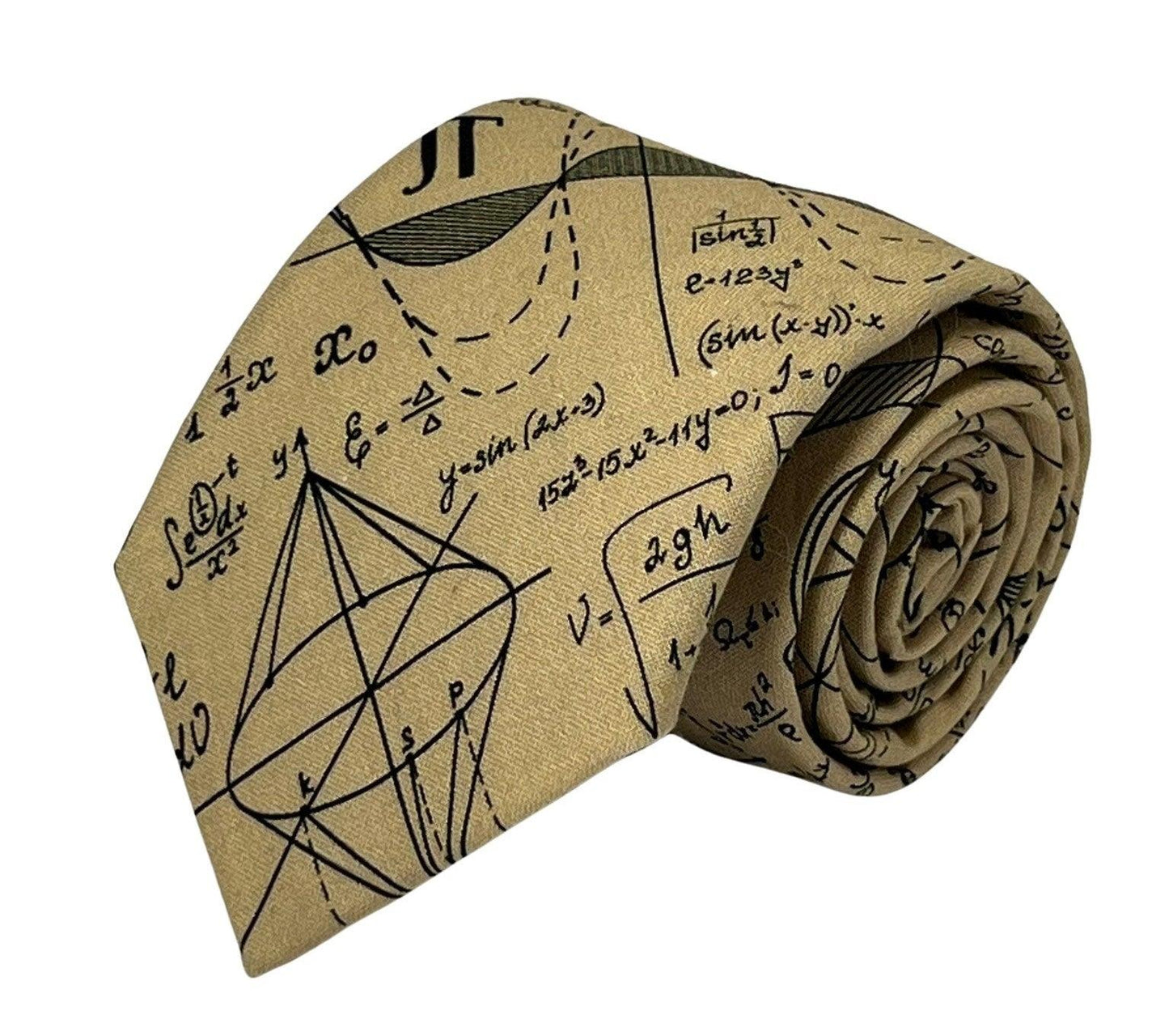 Beige cream gold  with maths equations algebra Einstein tie