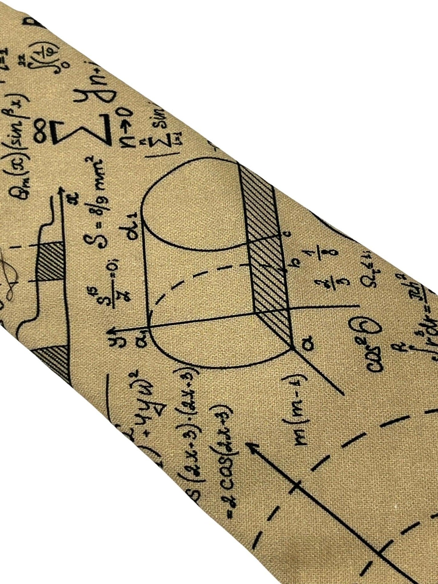 Beige cream gold  with maths equations algebra Einstein tie