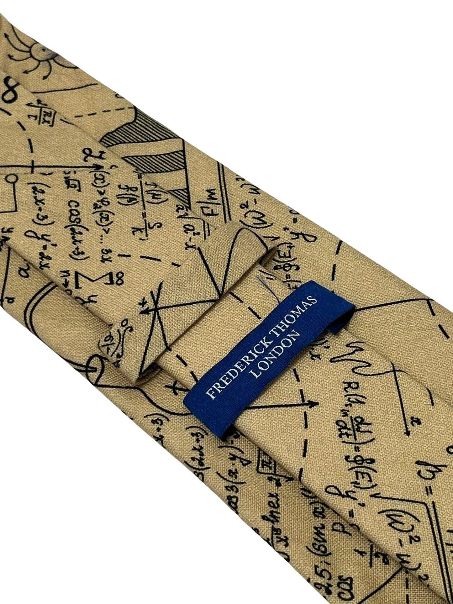 Beige cream gold  with maths equations algebra Einstein tie