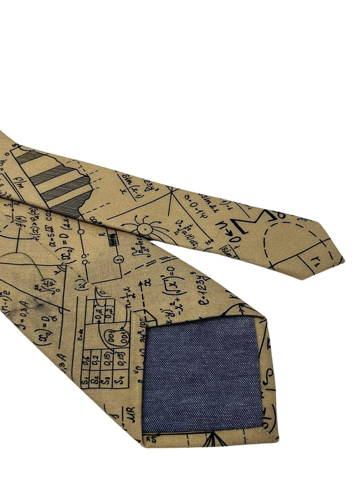 Beige cream gold  with maths equations algebra Einstein tie