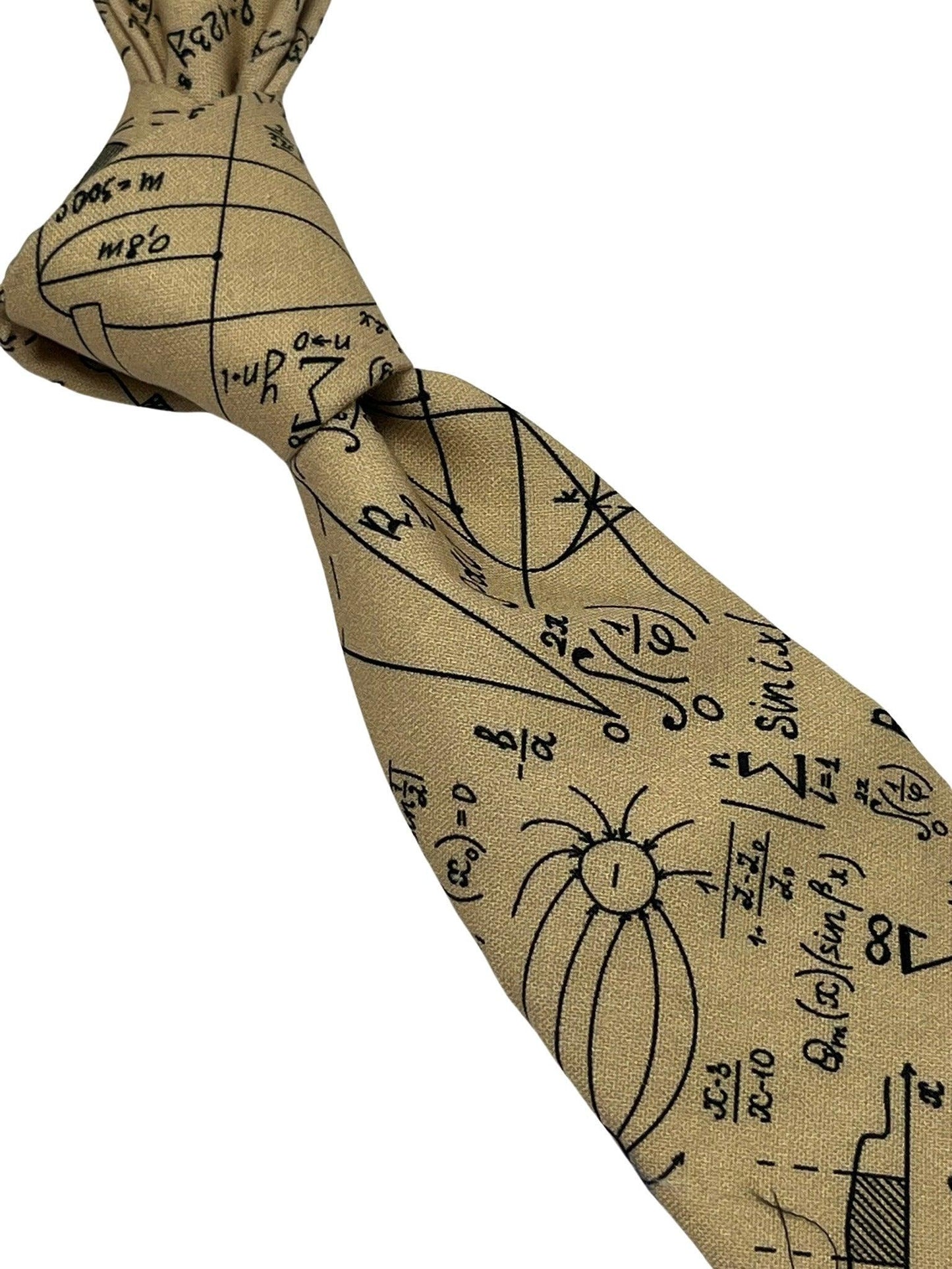 Beige cream gold  with maths equations algebra Einstein tie