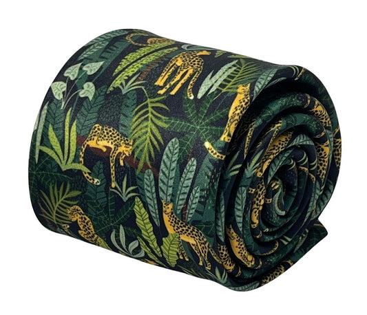 black and green jungle cheetah exotic tie