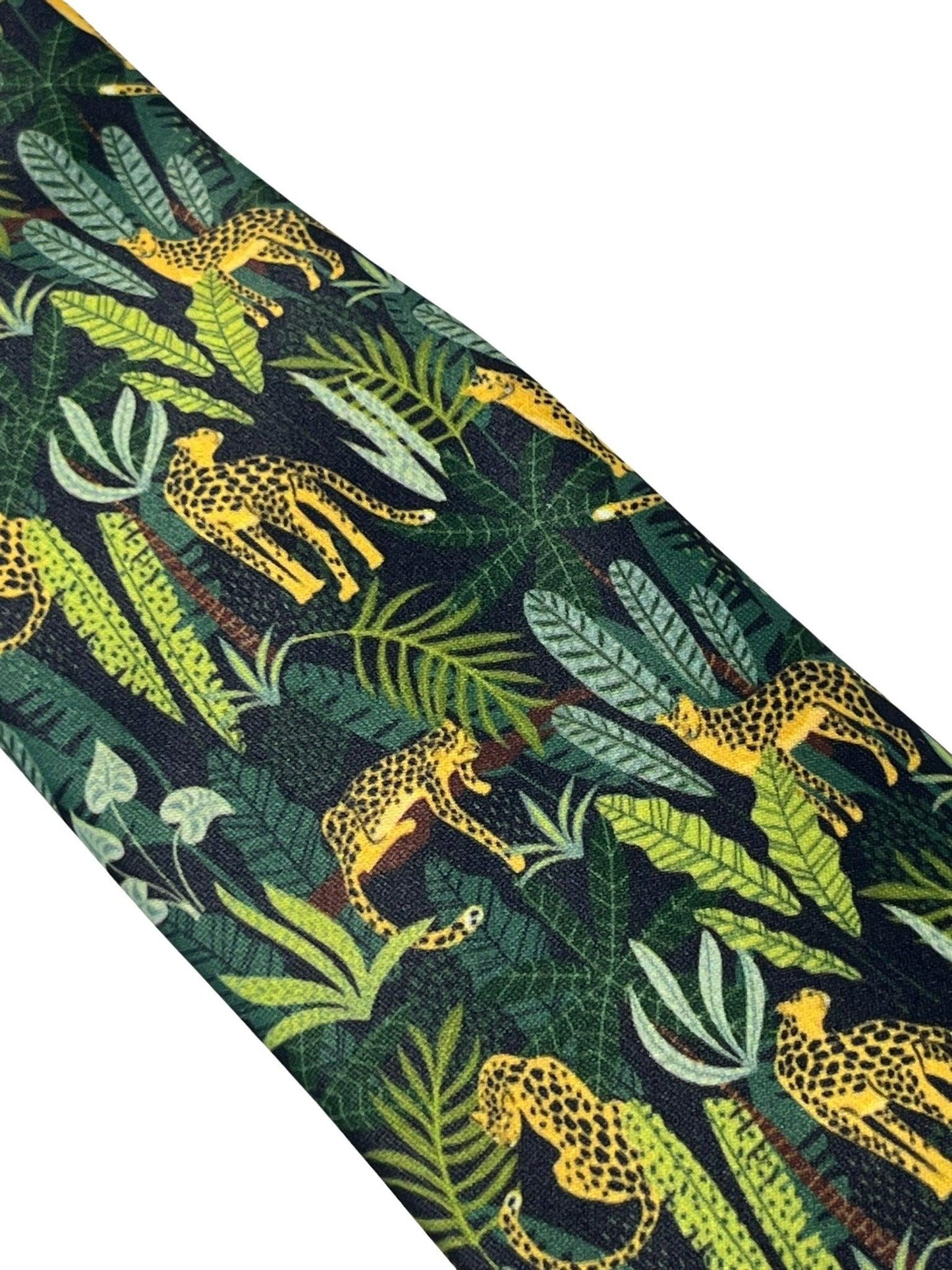 black and green jungle cheetah exotic tie