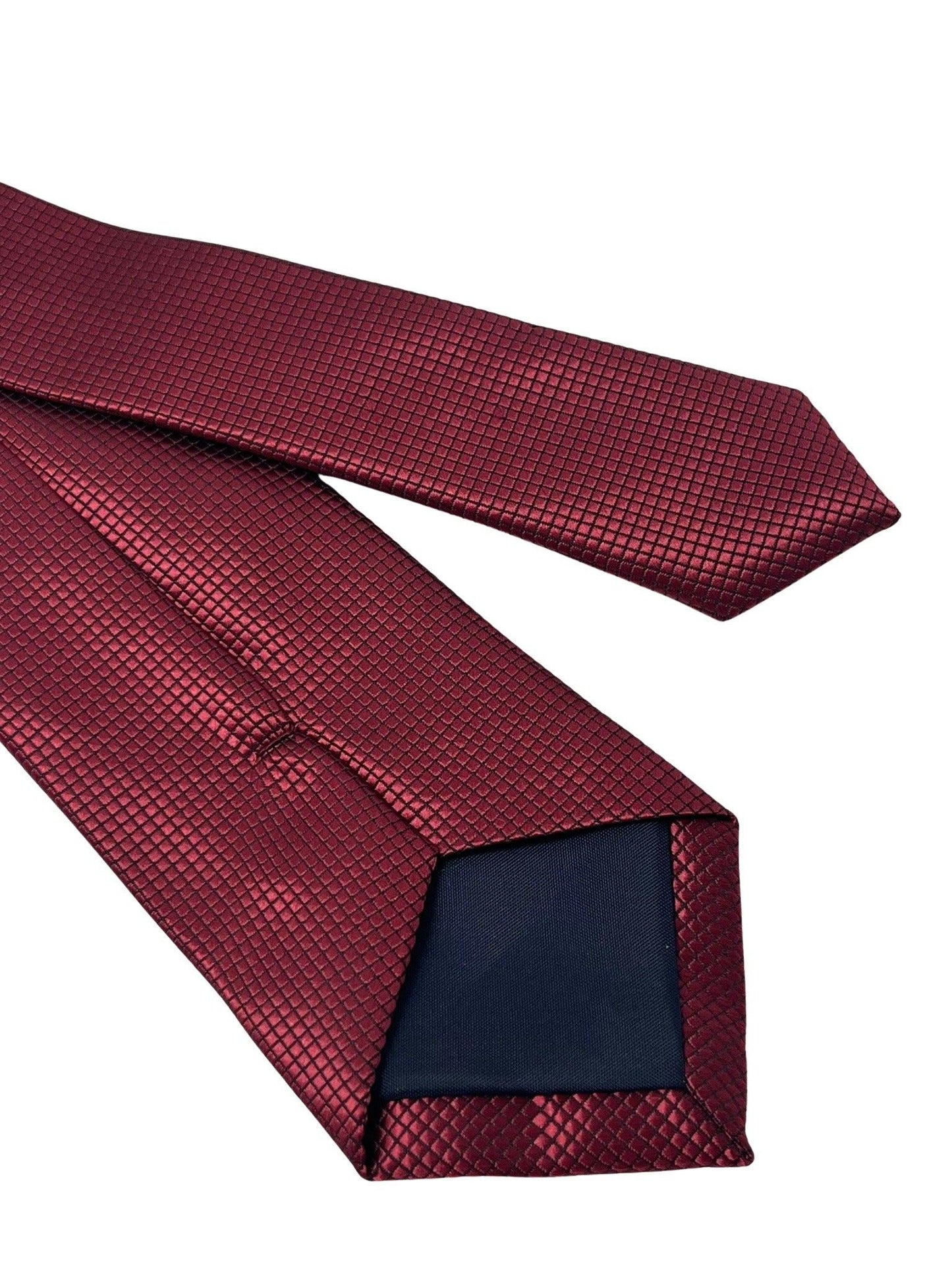 Maroon dark red tie with subtle squared design