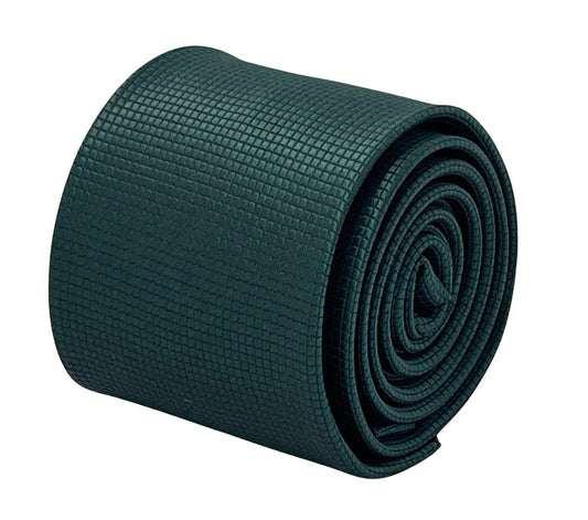 Dark forest pine green silky tie with subtle squared pattern