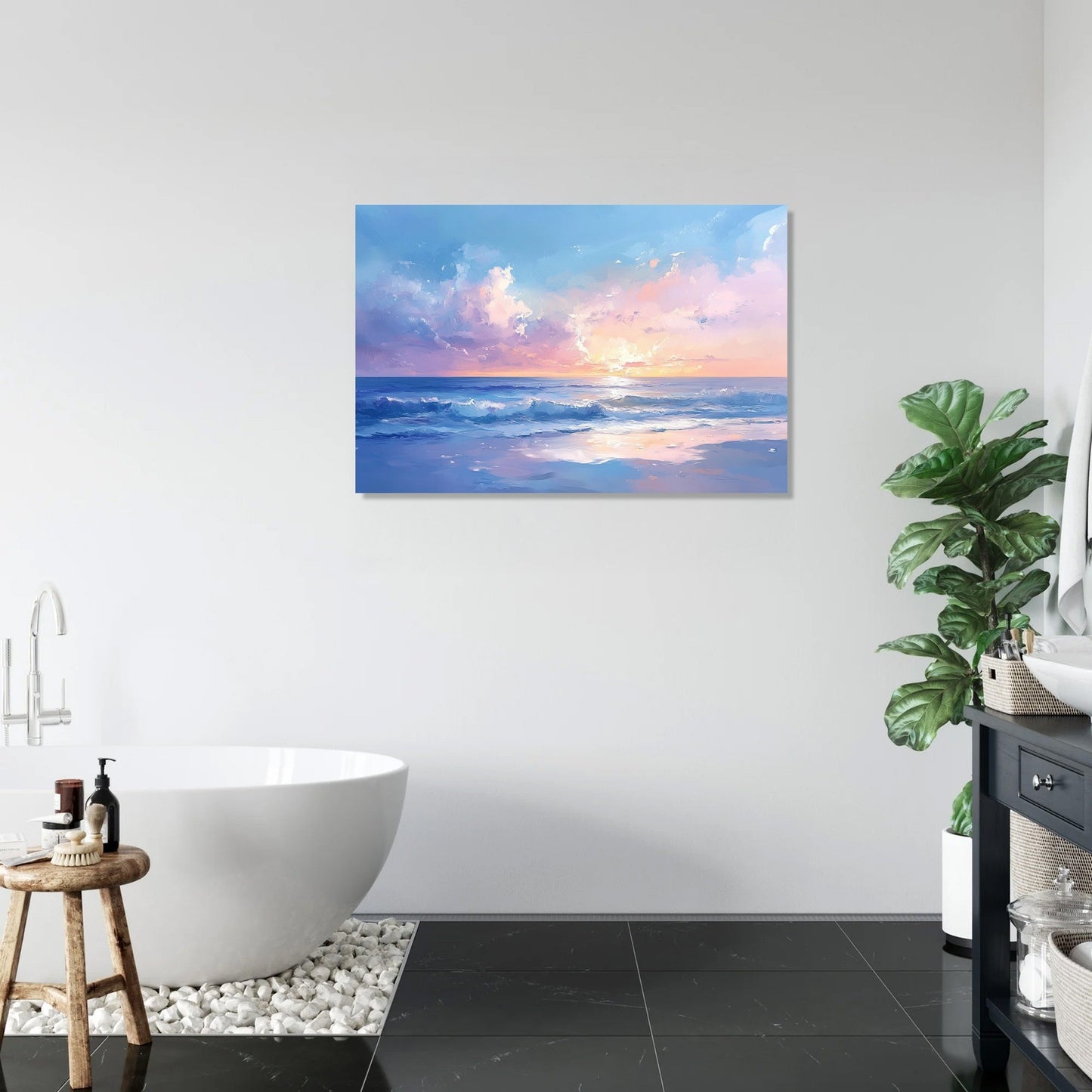 Melancholic Ocean Horizon Canvas