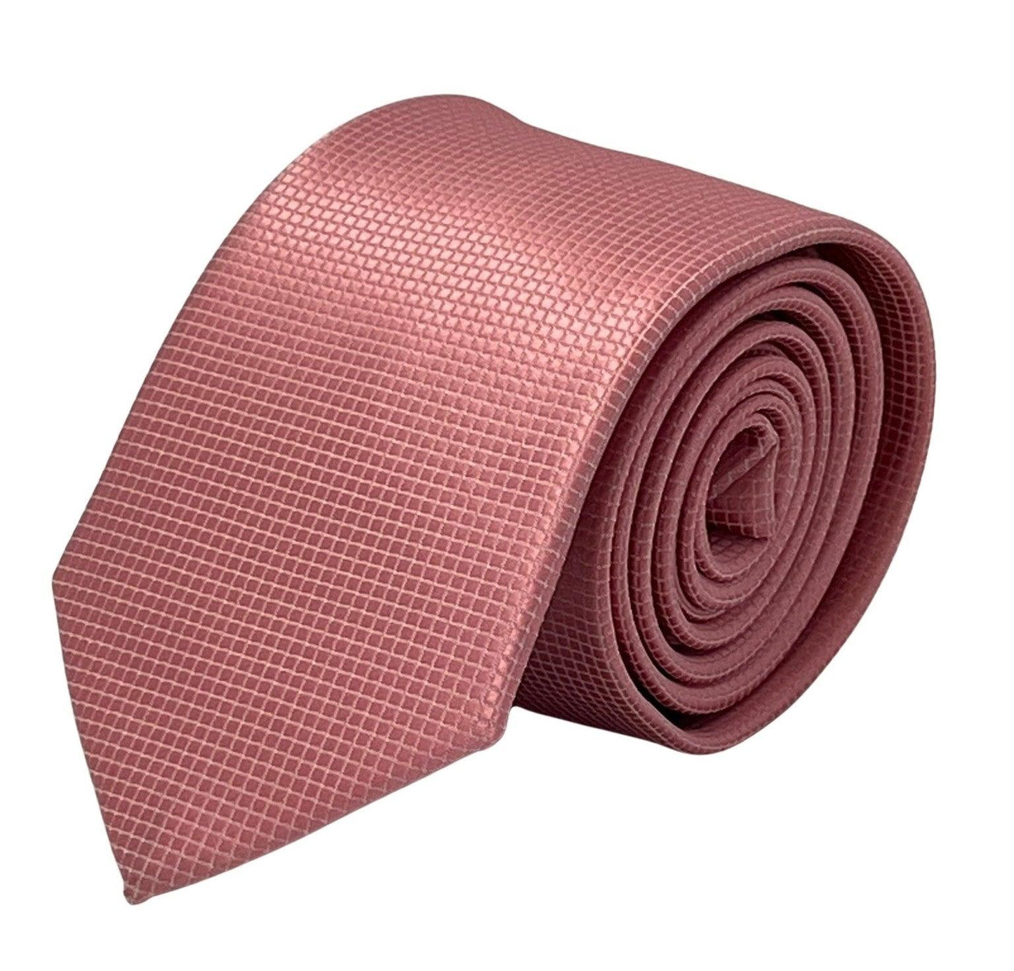 baby light pink tie with subtle squared pattern