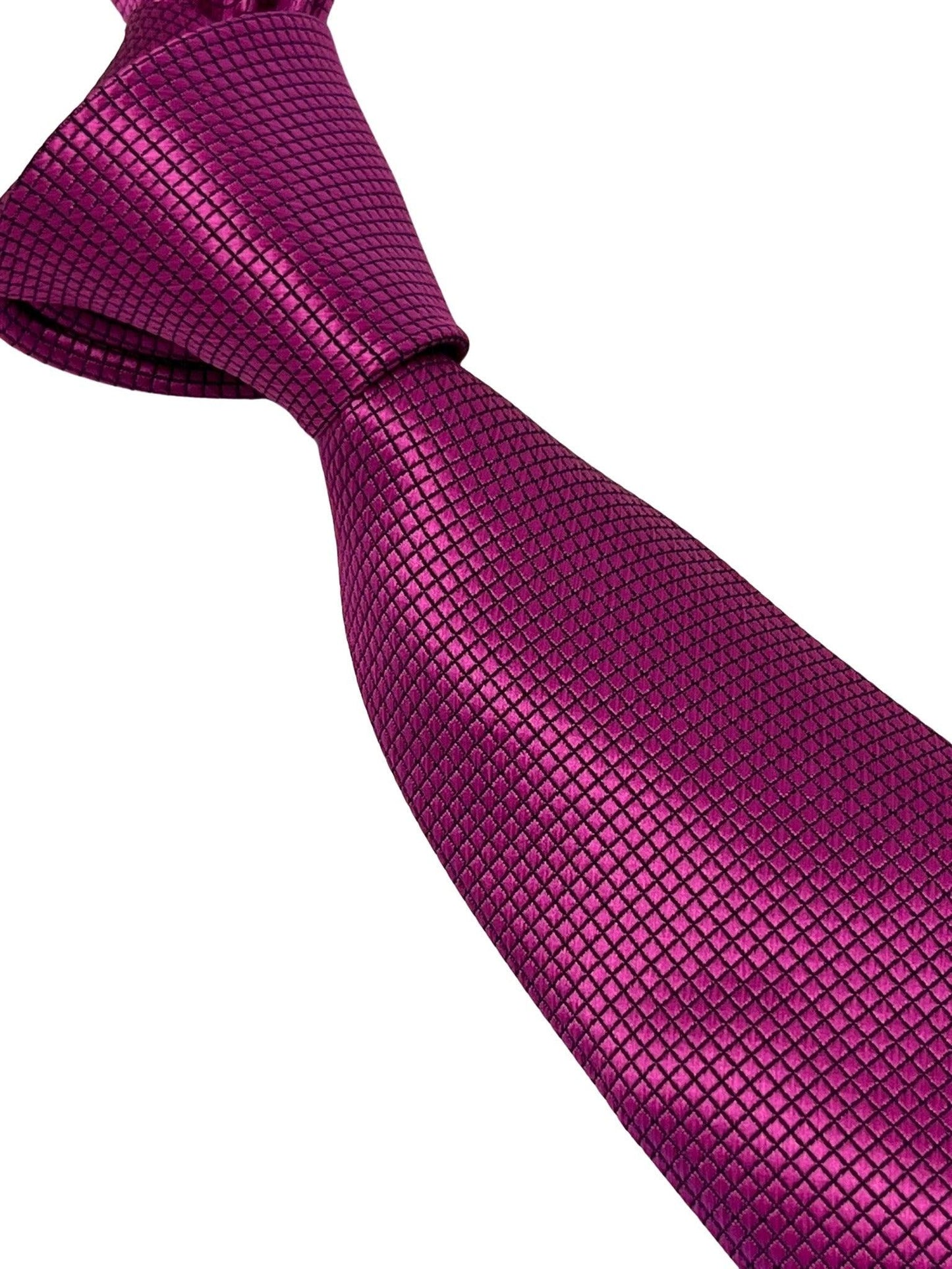 berry fuchsia bright pink tie with subtle squared pattern