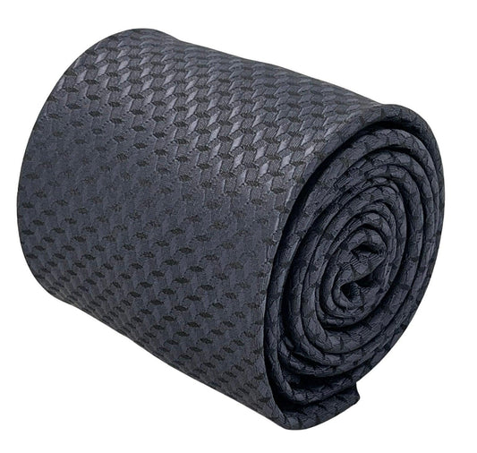 dark charcoal grey tie  with geometric design