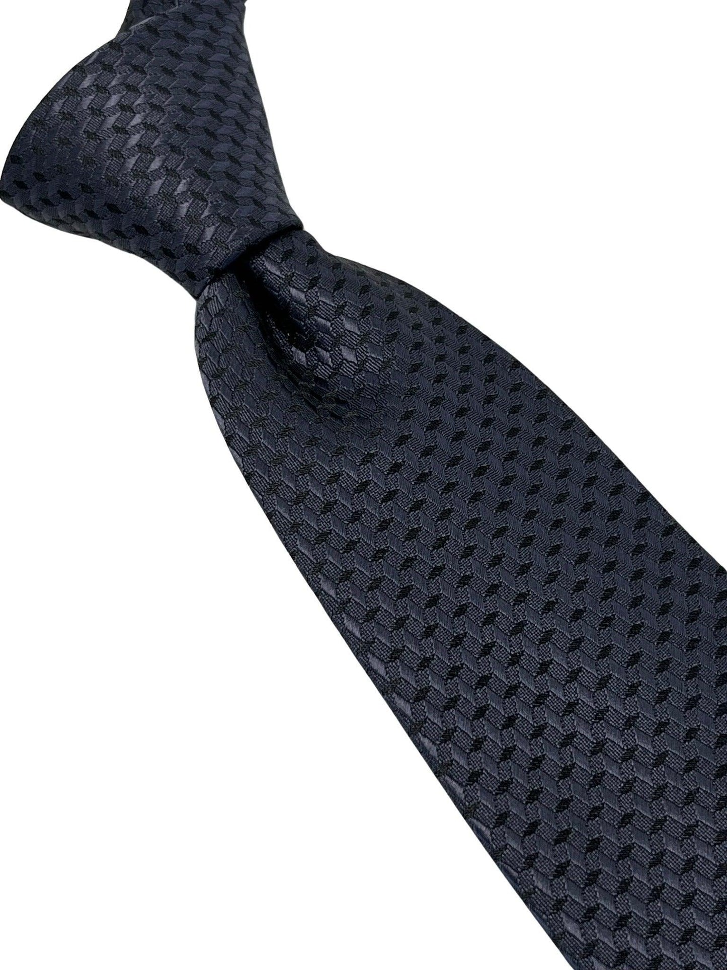 dark charcoal grey tie  with geometric design