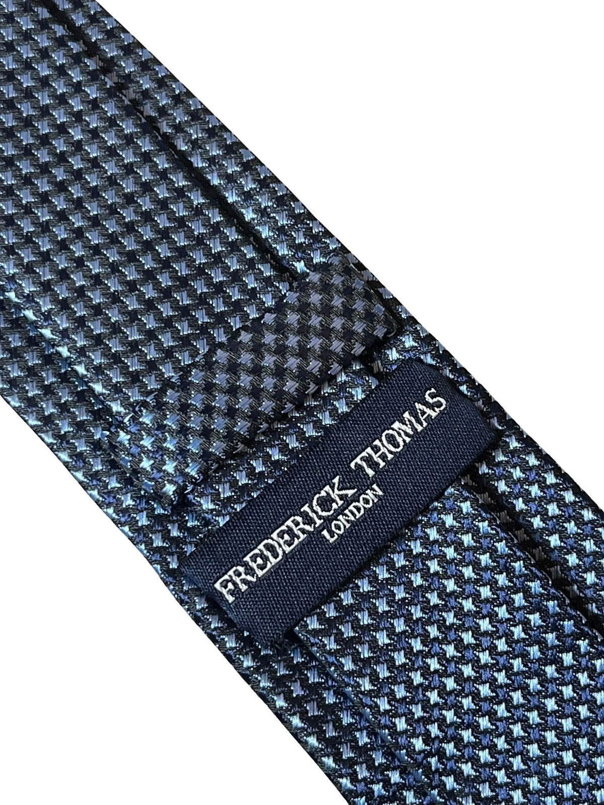 navy dark blue tie with dogtooth houndstooth design