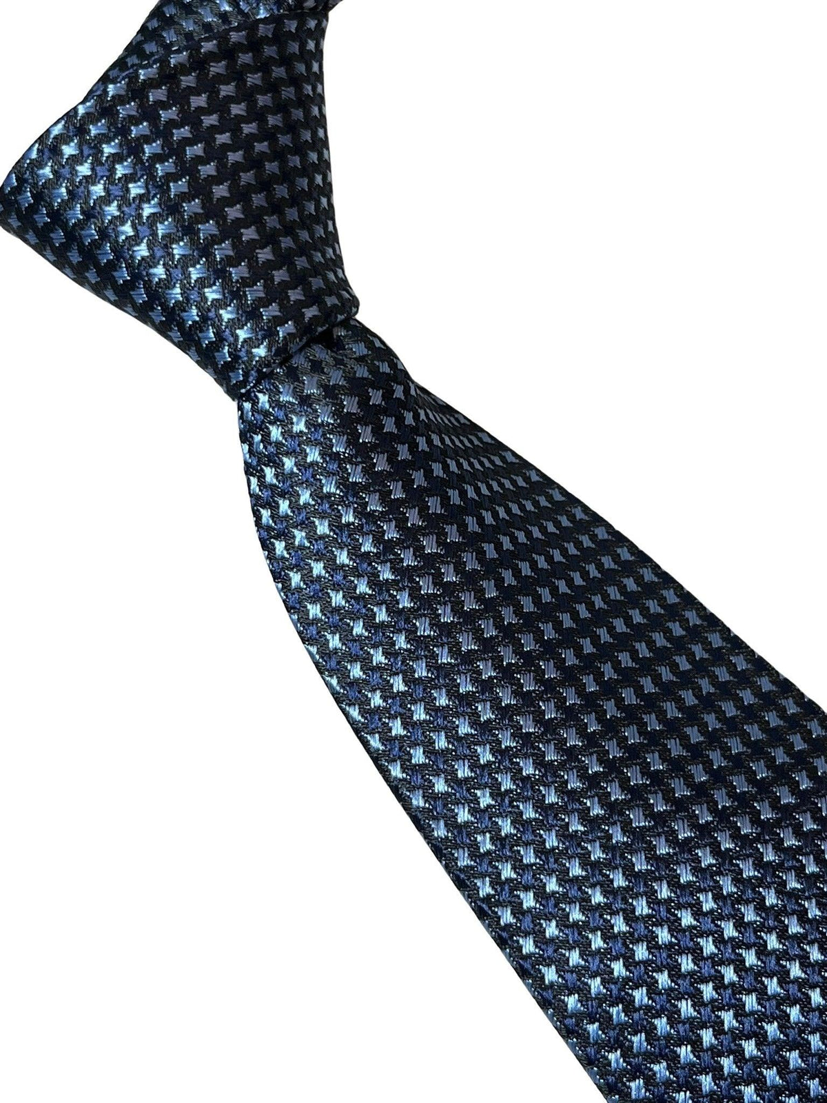 navy dark blue tie with dogtooth houndstooth design