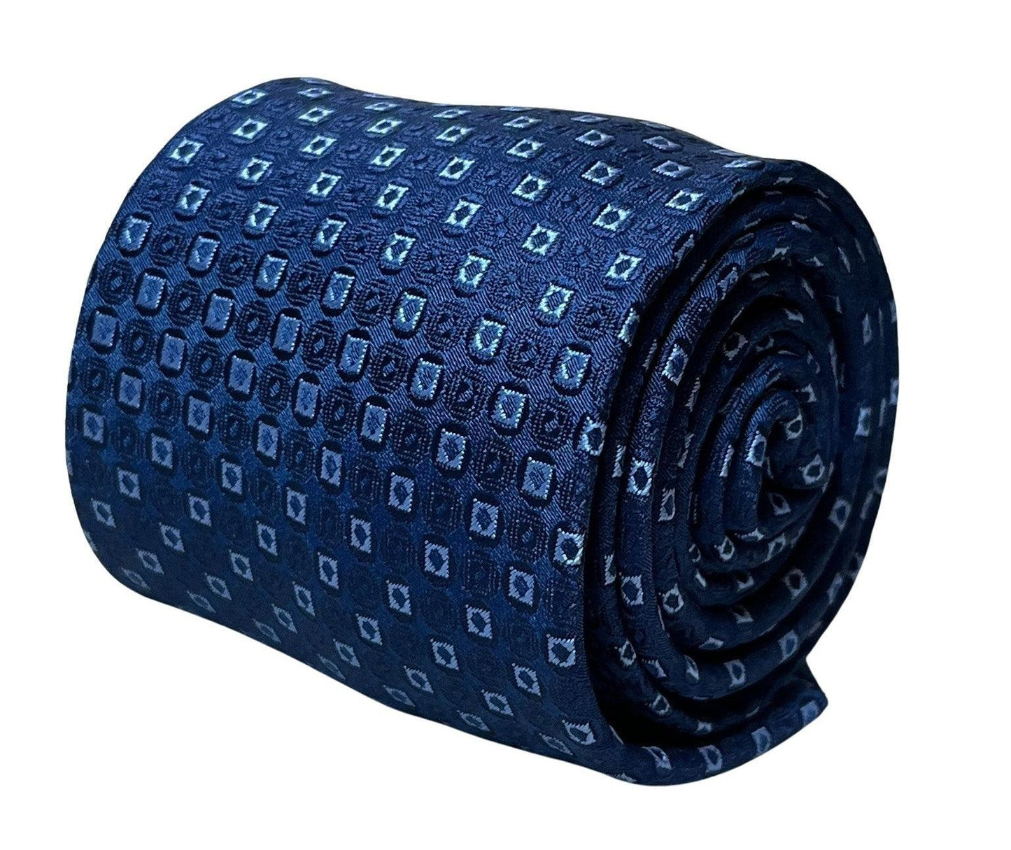 dark blue navy tie with square spotted design
