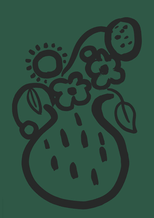 Vase print -  Bottle green + Graphite