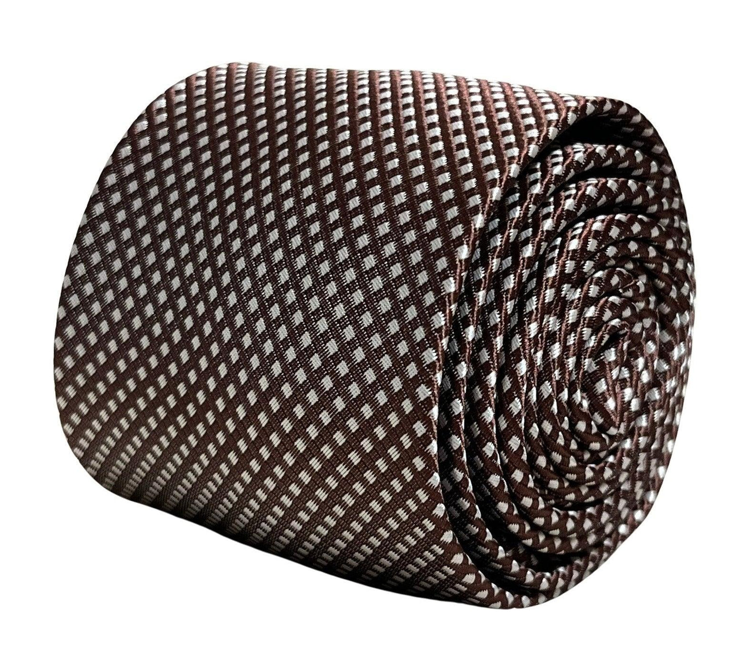 chocolate coffee brown tie with white pin spots