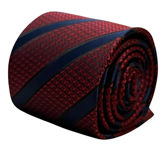 maroon red tie with snakeskin style and black stripes