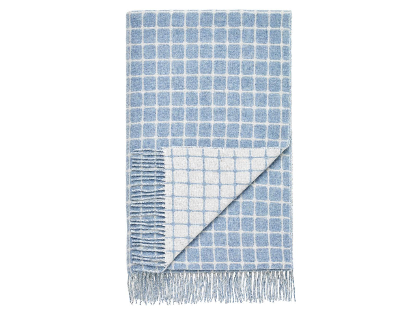 Athens Check Merino Lambswool Throw - Aqua