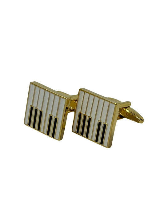 piano keys gold style cufflinks