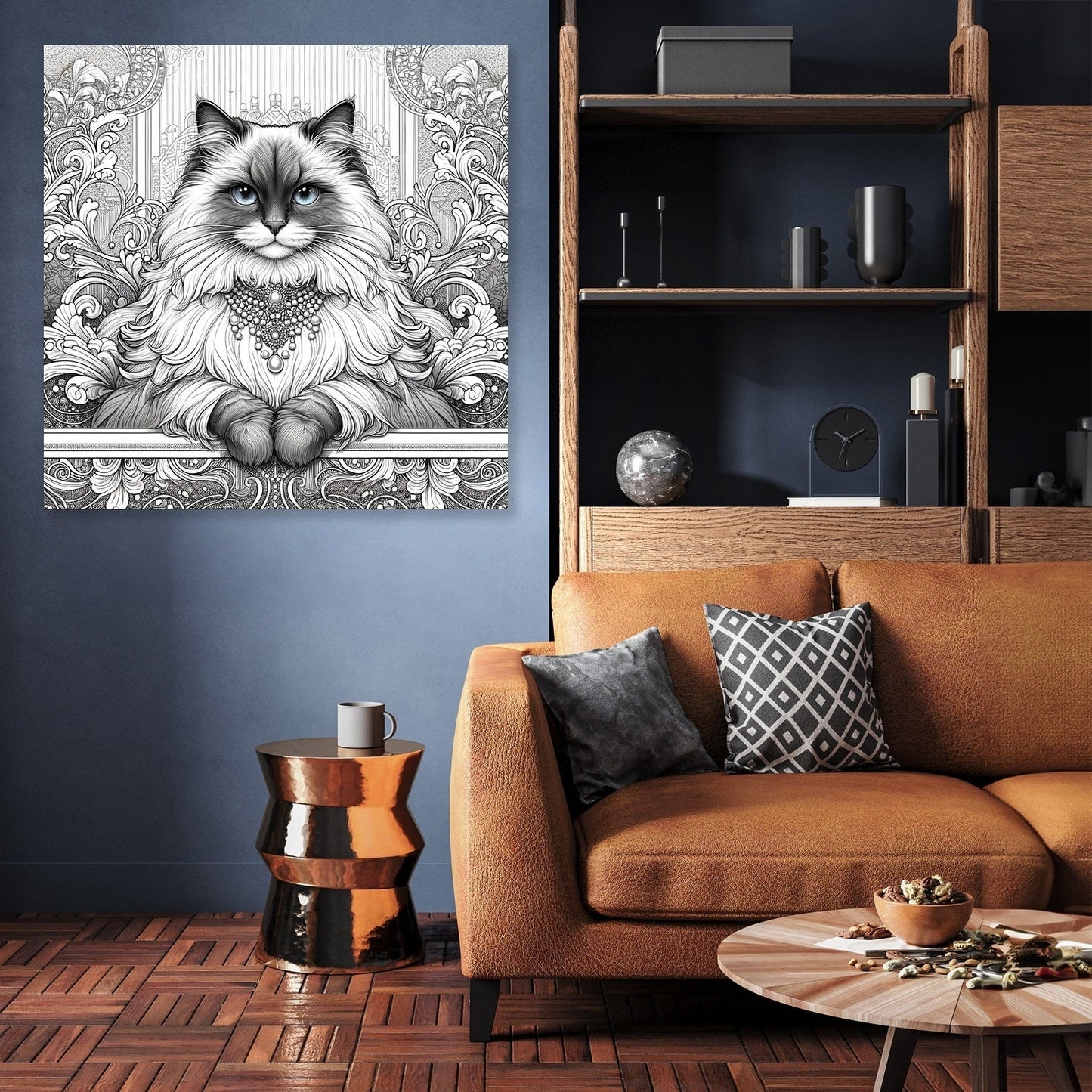 Glamour Ragdoll Line Art Canvas