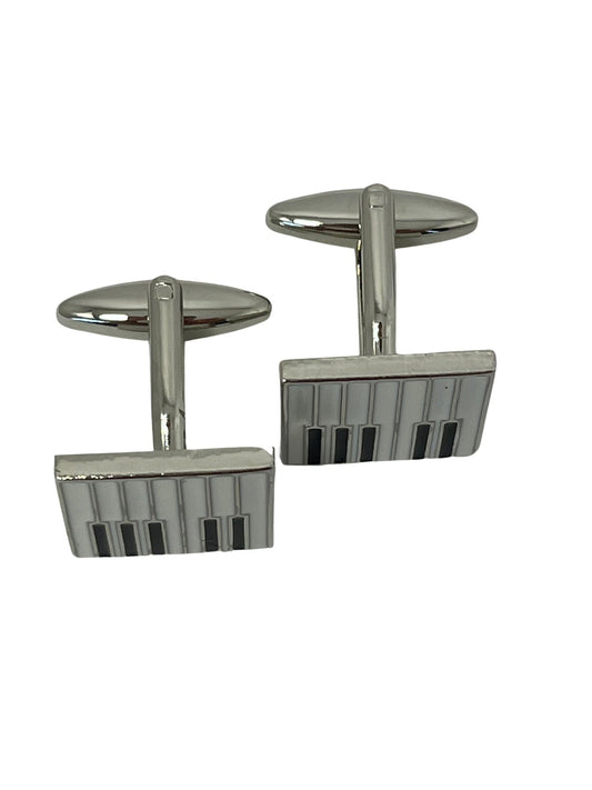 piano keys silver style cufflinks