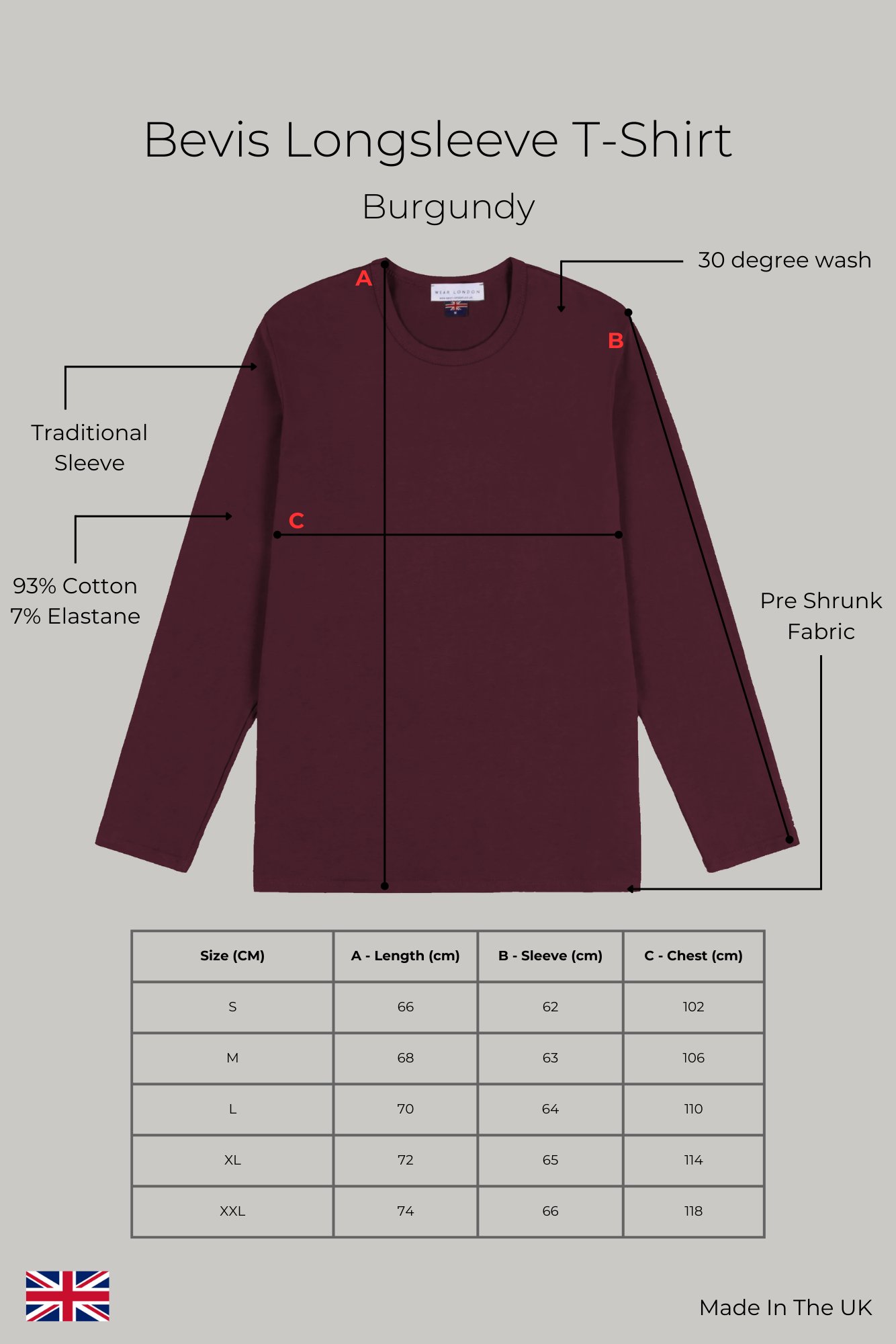 Bevis Long Sleeve Cotton T-shirt - Burgundy