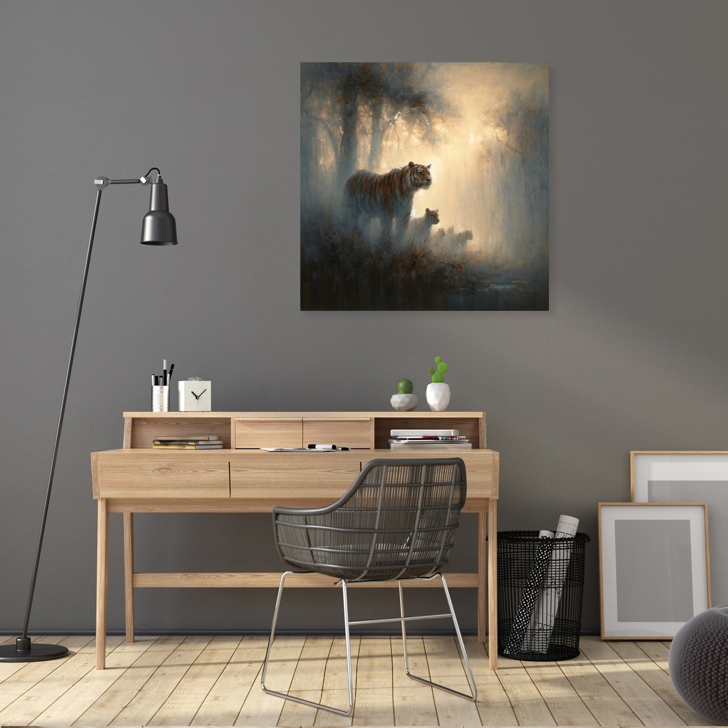 Tigers Family in the Mist Canvas