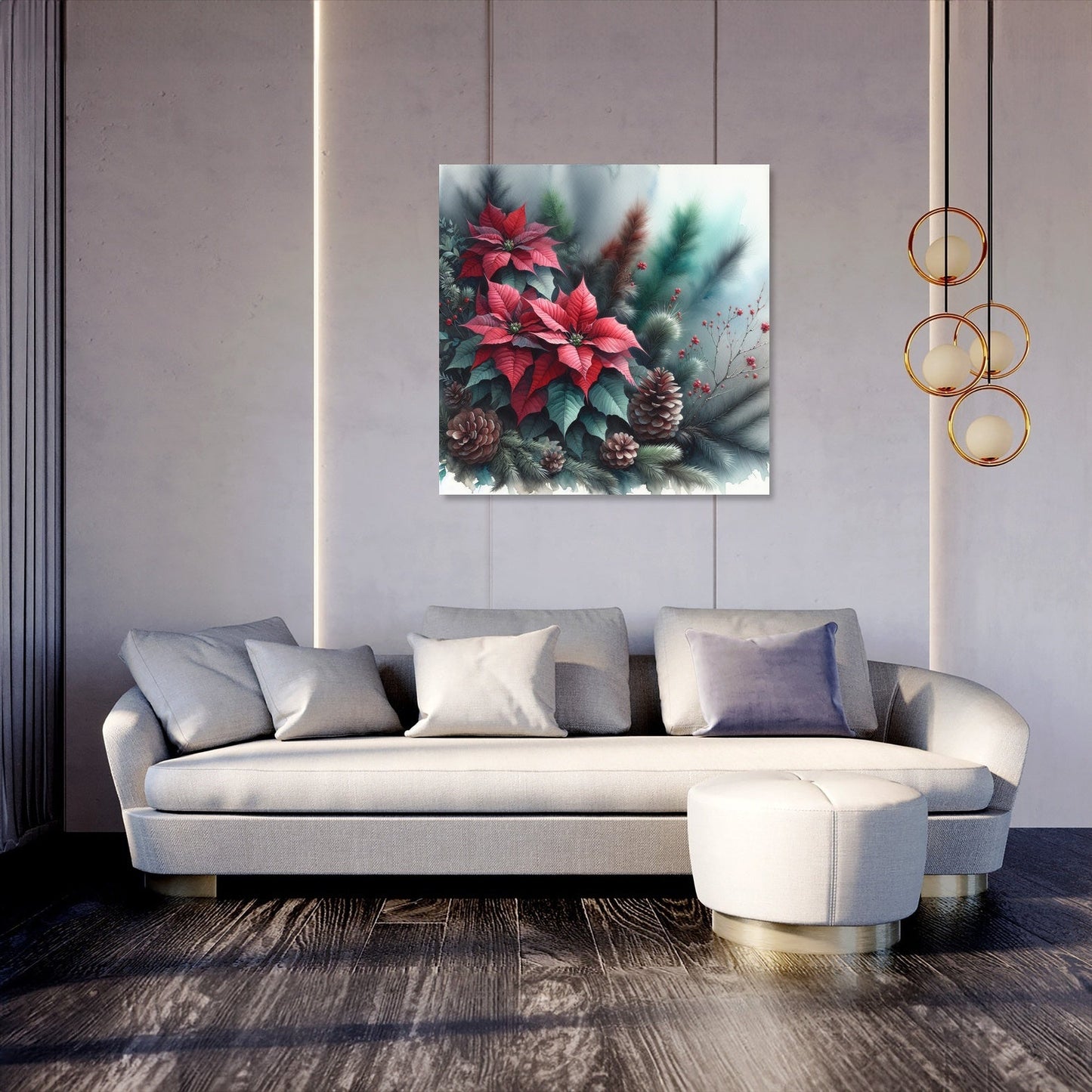Velvety Poinsettia Winter Canvas