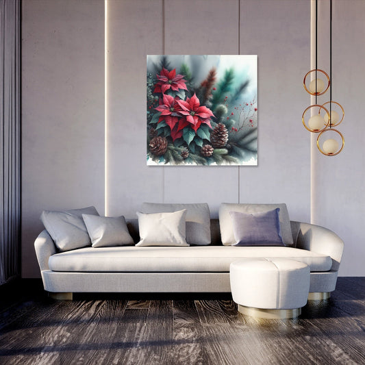 Velvety Poinsettia Winter Canvas