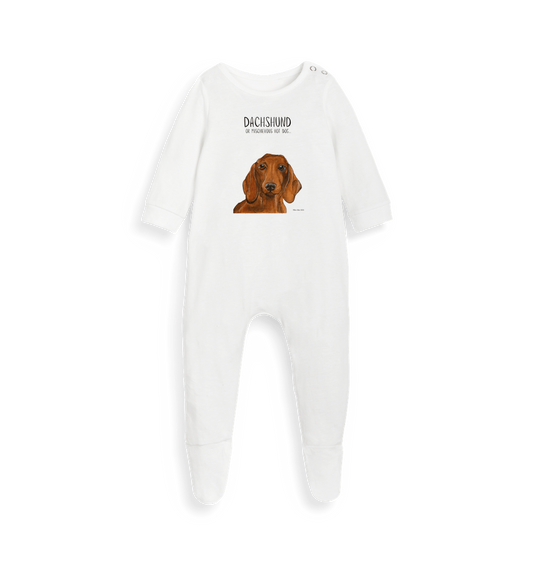 Mischievous Sausage Sleep Suit – Snug, Sustainable & Slightly Silly!