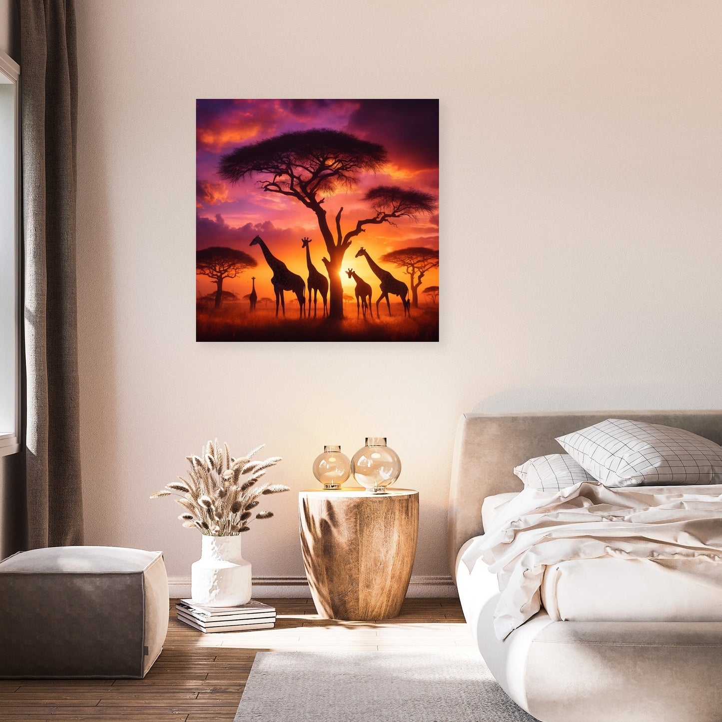 Sunset Giraffes Canvas